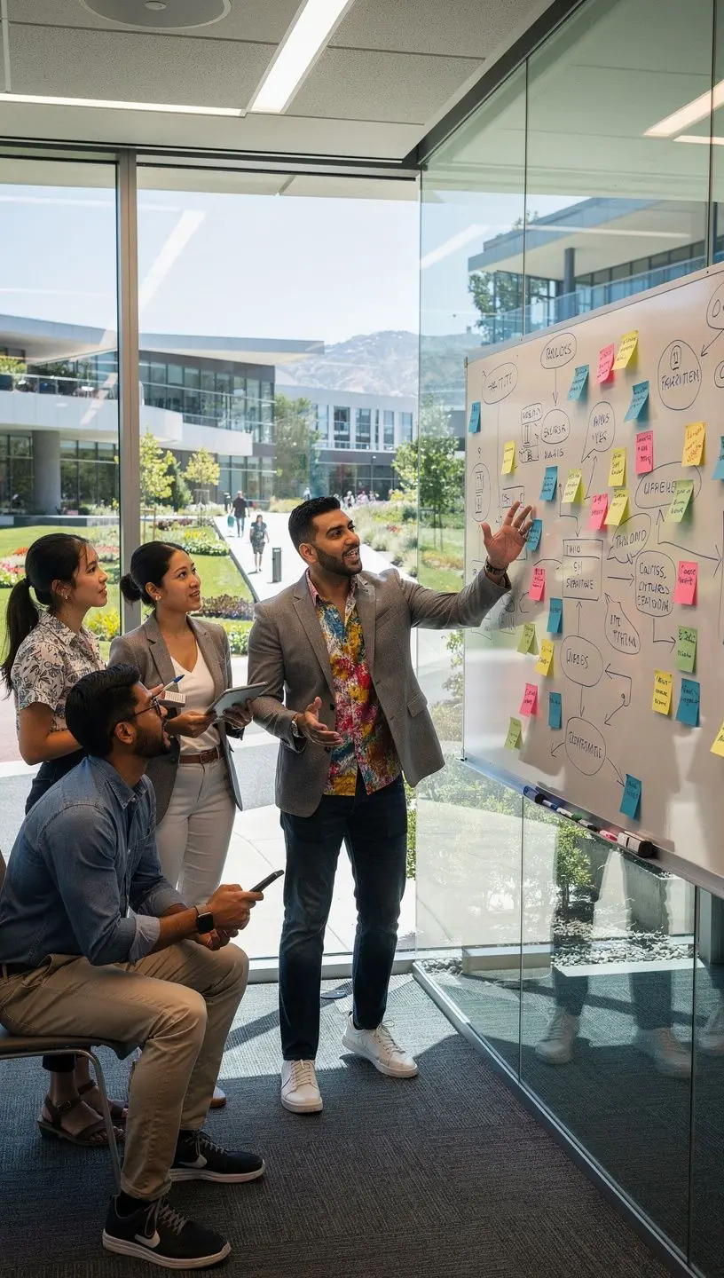 Screenshot of a detailed project timeline and task prioritization system displayed on a computer screen in a modern workspace.